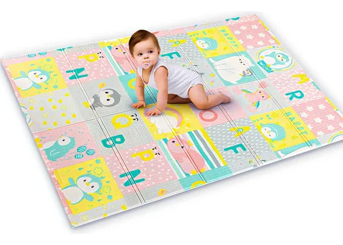 Tapete Infantil Emborrachado Sensorial Dobrável Dupla Face Educativo Alfabeto I Love Baby