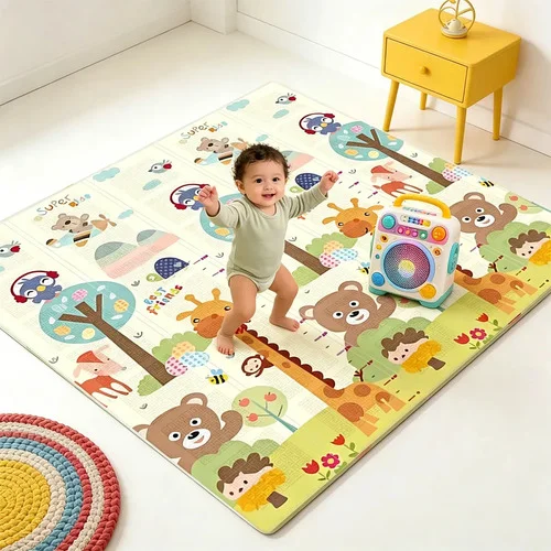 Tapete Infantil HUA CEN Dobrável para Bebê, 180x120cm, com Isolamento Térmico e Dupla Face
