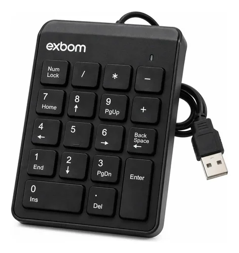 Teclado Numérico Bk-n30 Exbom 18 Teclas Preto Para PC Notebook