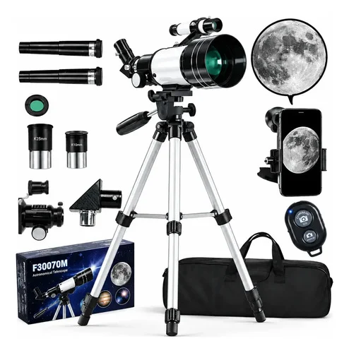 Telescópio Astronômico 70mm Com Tripé F300 70m F30070m Ultra Cinza