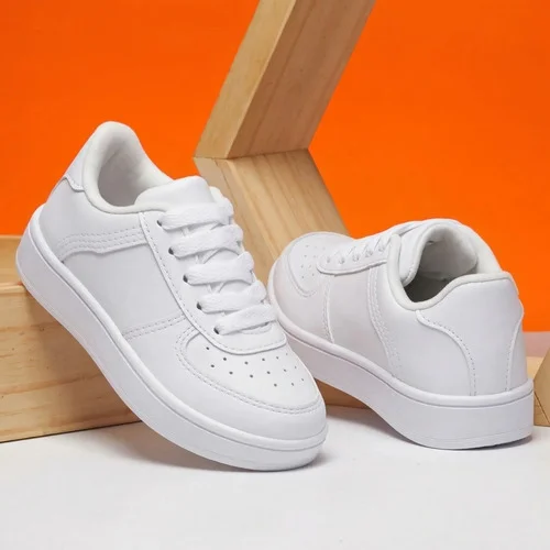 Tênis Branco Casual Para Criança 26-33 Sem Gênero