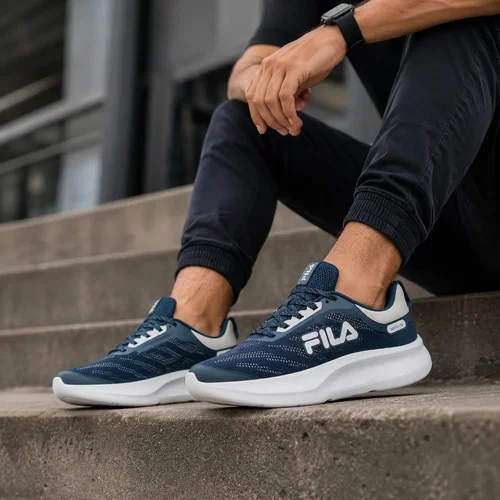 Tênis Fila Maxxi Lite Masculino Esportivo Corrida Treino Marinho Branco Cinza 40 Br