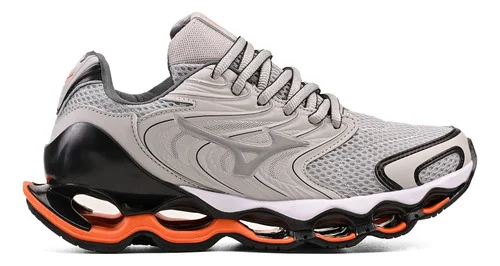 Tênis Masculino Mizuno 12s Caminhada Macio Wave Oferta Cinza/laranja 40 Br