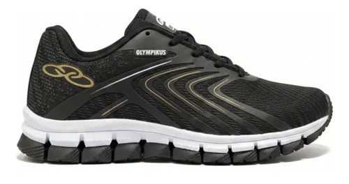 Tênis Olimp Masculino Esportivo Academia Caminhada Promoção Preto/dourado 40 Br
