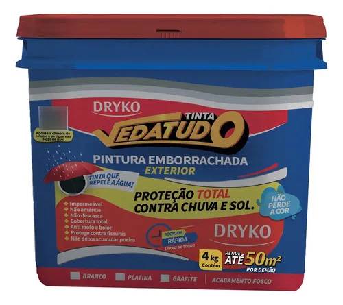 Tinta Emborrachada Vedatudo Parede Blindada 4kg Dryko Cor Platina Fosco