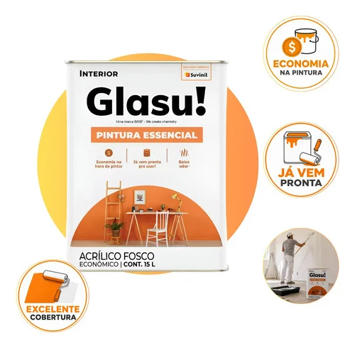Tinta Para Parede Fosca Econômica Glasu / Suvinil Branco Fosco