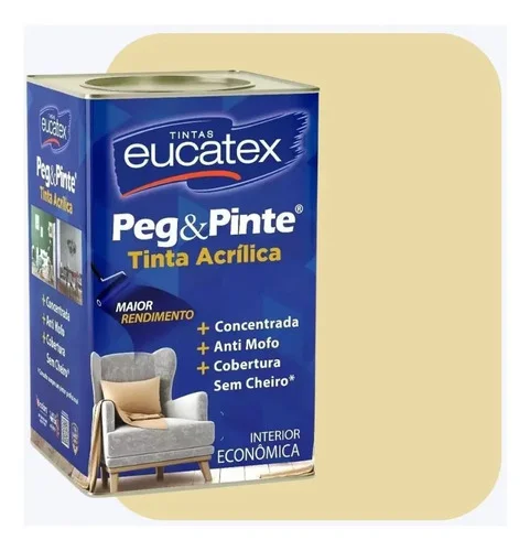 Tinta Peg & Pinte Eucatex Antimofo Sem Cheiro 1 8 L Cores Acabamento Fosco Cor Palha Sertão