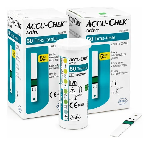 Tiras Teste Glicemia 100 Unidades Accu-chek Active Original Branco