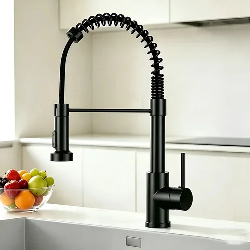 Torneira Cozinha Gourmet Bancada Flexível Monocomando Pia Preto Fosco