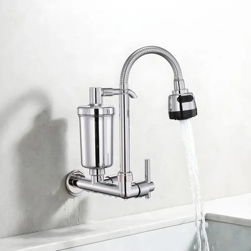 Torneira De Parede Com Filtro Para Cozinha Flexível Parede Prateado Parede