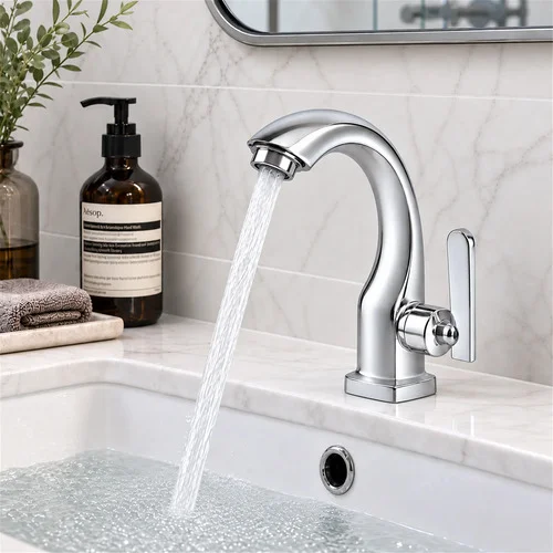 Torneira Inox Banheiro Pia Para Lavatórios Metal Água Fria Prateado Brilhante