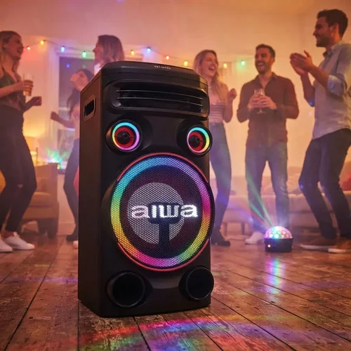 Torre de Som AIWA T1W-02 1600W 1Woofer10" Bluetooth RGB USB FM DJ