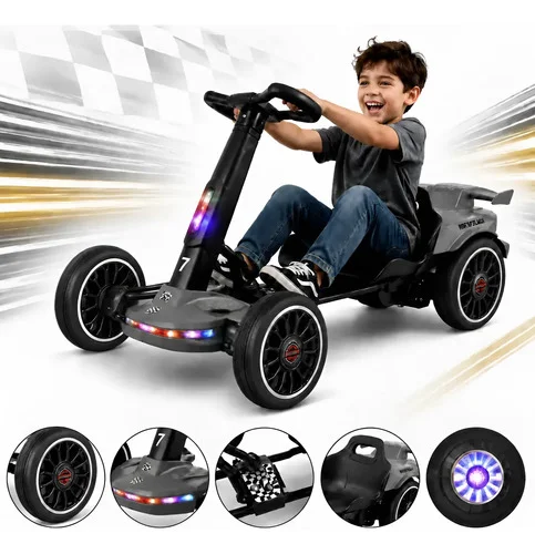 Trailforge Mini Kart Infantil 12v Música Led Controle Remoto Cinza-escuro