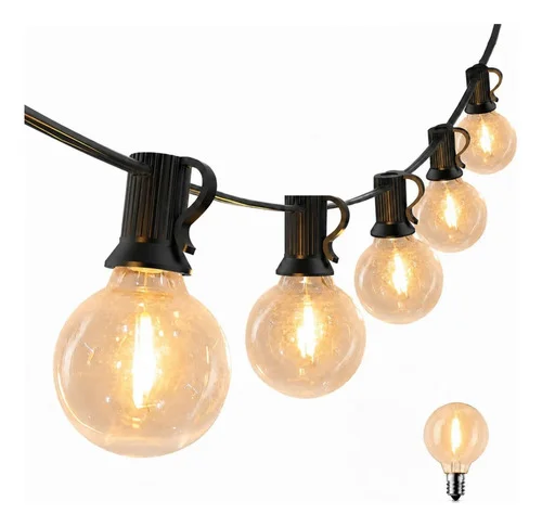 Varal De Luzes Externo 15m/10m G40 Lâmpadas À Prova D'água Branco-quente 110v/220v