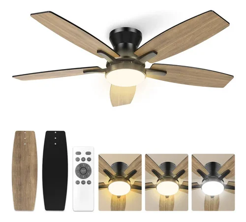 Ventilador de Teto FANSVENTO 42" Com Luz LED e Controle, 5 Pás Reversíveis Silencioso