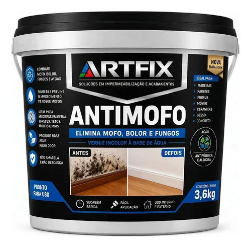 Verniz Incolor 3.6kg Antimofo Para Proteção De Fungos E Bact Incolor Brilhante