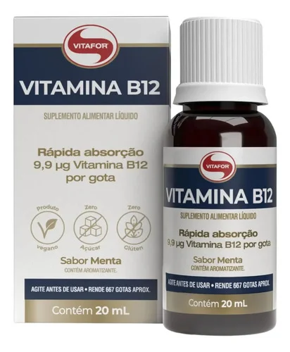 Vitamina B12 Vitafor em Gotas Vitamina B12 - 20ml menta - Vitafor Líquido