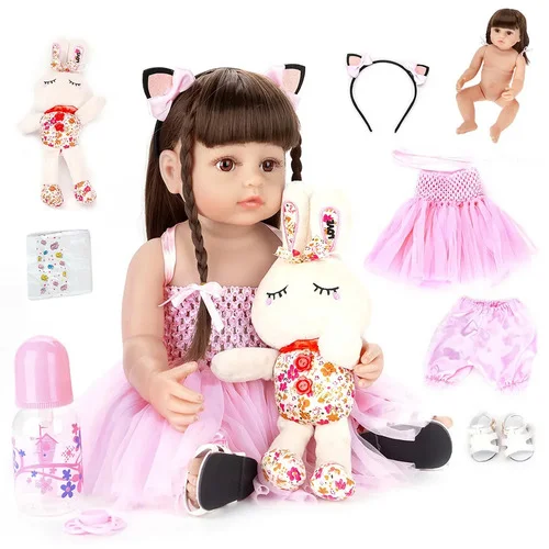 Vxn Boneca Bebê Reborn Princesa 55cm Rosa Menina Silicone