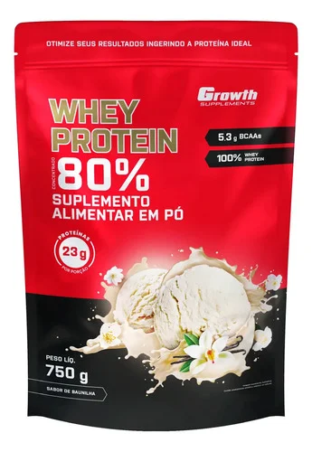 Whey Concentrado 750g Growth Supplements - Variados Sabores Baunilha