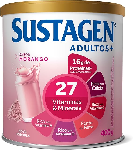 Sustagen N&E Complemento Alimentar Adultos+ Sabor Morango - Lata 400G