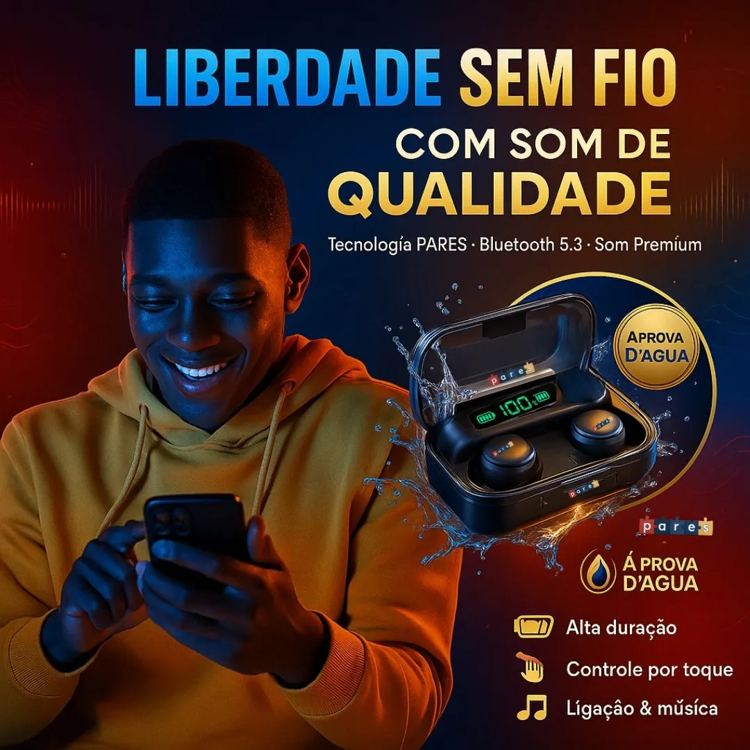 Fone De Ouvido Sem Fio Bluetooth F9-5 Pares Som Imersivo Powerbank Moderno Bateria Longa Duração Academia Compativel Com Todos Celulares