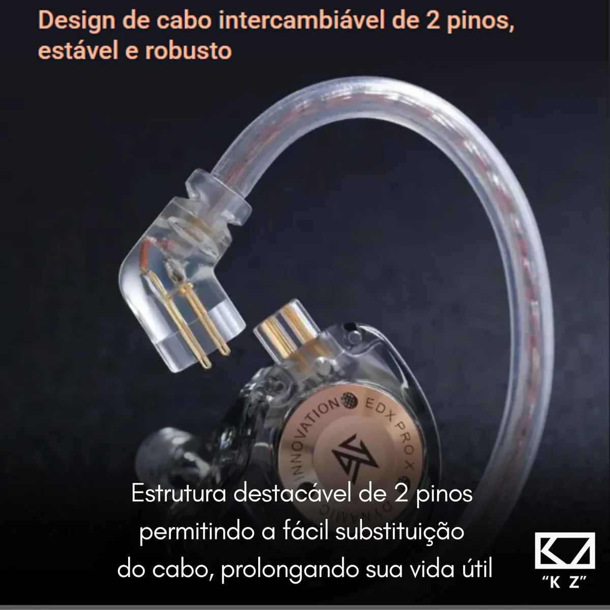 Fone De Ouvido Kz Edx Pro X Preto Com Microfone