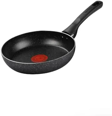 Frigideira Rochedo Stone Pro 20cm Preta com Efeito Pedra e Antiaderente Minerium, Alta Resistência e Durabilidade, Cabos Ergonômicos e Base Limpa Fácil