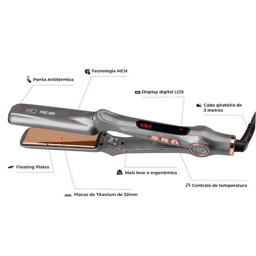 Prancha Alisadora MQ Pro 480 Profissional Alta Temperatura 250°C