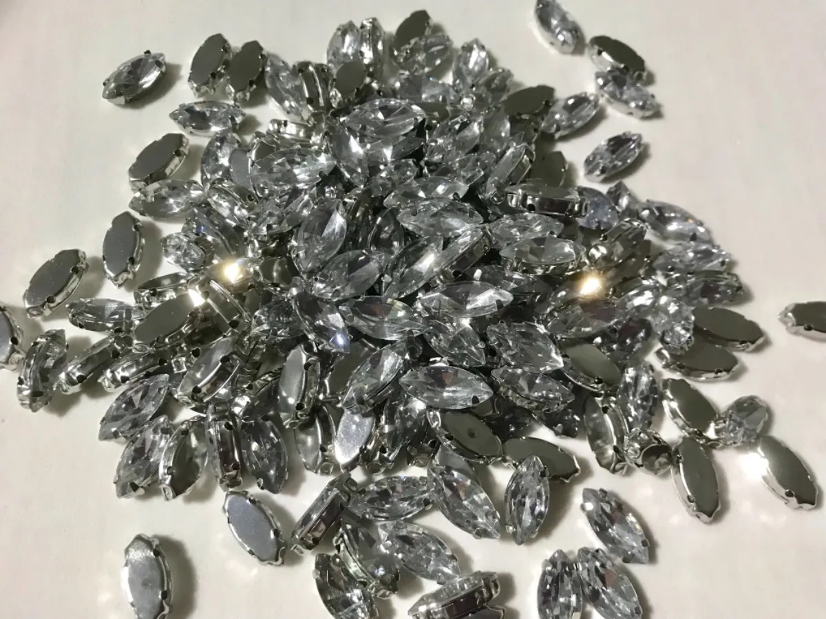 Strass Engrampado Caixa Metal Navete Arroz 6x12mm 50 Peças