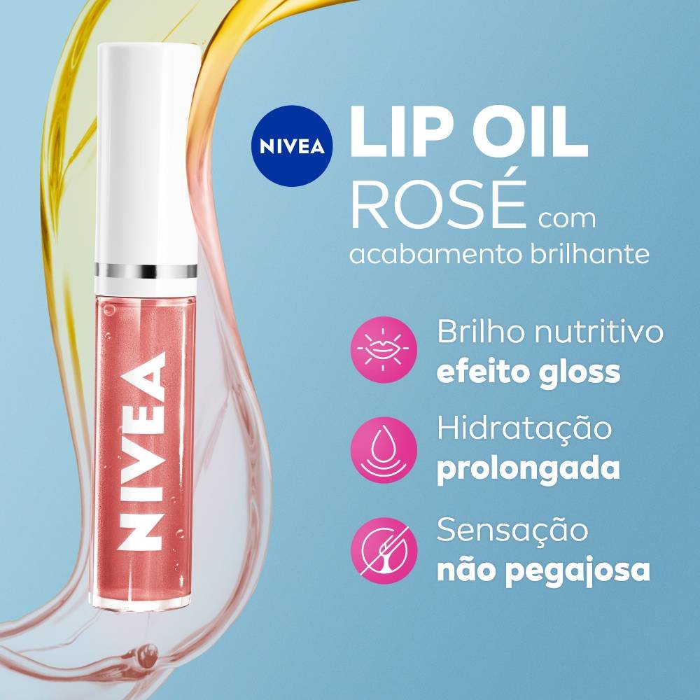 Hidratante Labial Nutritivo Nivea Lip Oil Brilho Rosé 5,5ml