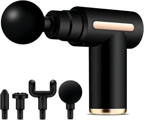 Massageador Elétrico Pistola Muscular Profissional Recarregável 4 Ponteiras Massagem Relaxante Alívio Dores Pós-Treino Miofascial Fitness Corpo Inteiro Esportivo Portátil Silencioso Premium