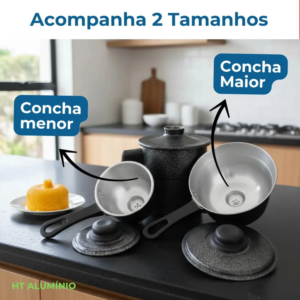 Cuscuzeira Individual Alumínio 1L Preta Compatível Fogão Convencional