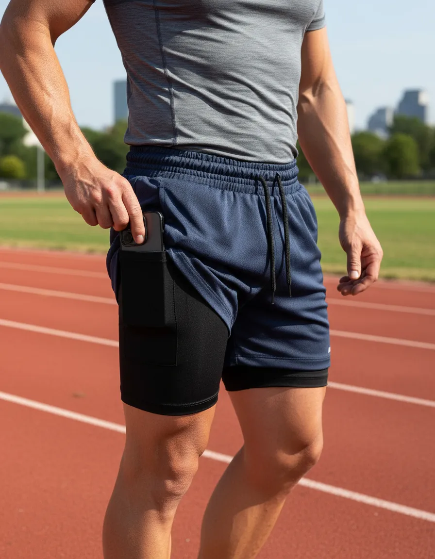 Bermuda 2 Em 1 Short Duplo Com 2 Bolso Laterais E 1 Interno