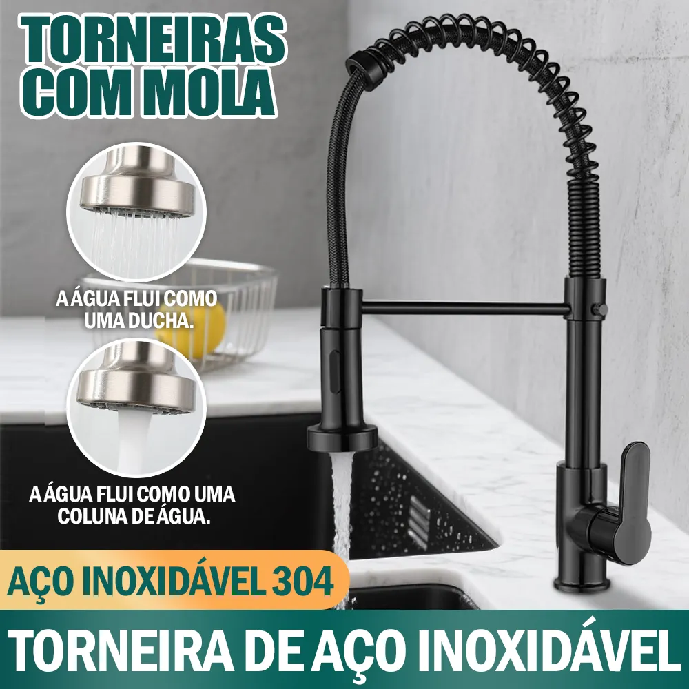 Torneira Cozinha Gourmet Bancada Flexível Monocomando Pia