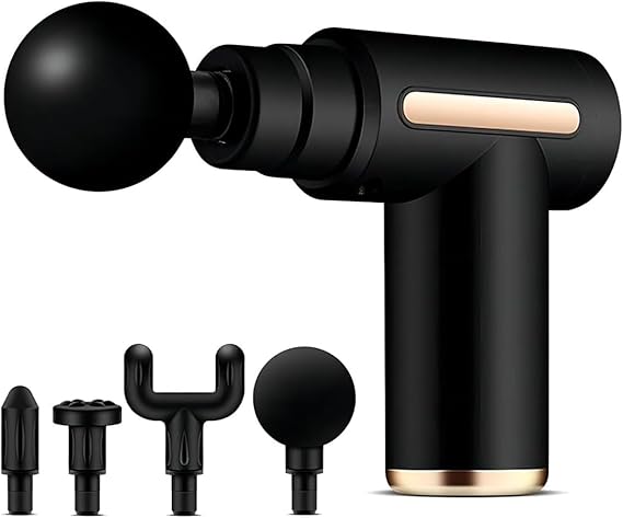 Massageador Elétrico Pistola Muscular Profissional Recarregável 4 Ponteiras Massagem Relaxante Alívio Dores Pós-Treino Miofascial Fitness Corpo Inteiro Esportivo Portátil Silencioso Premium
