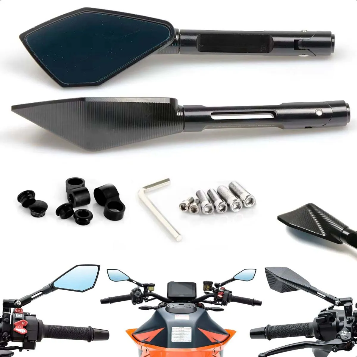 Kit Retrovisor Esportivo Aluminio Preta Moto Fazer Ys 250