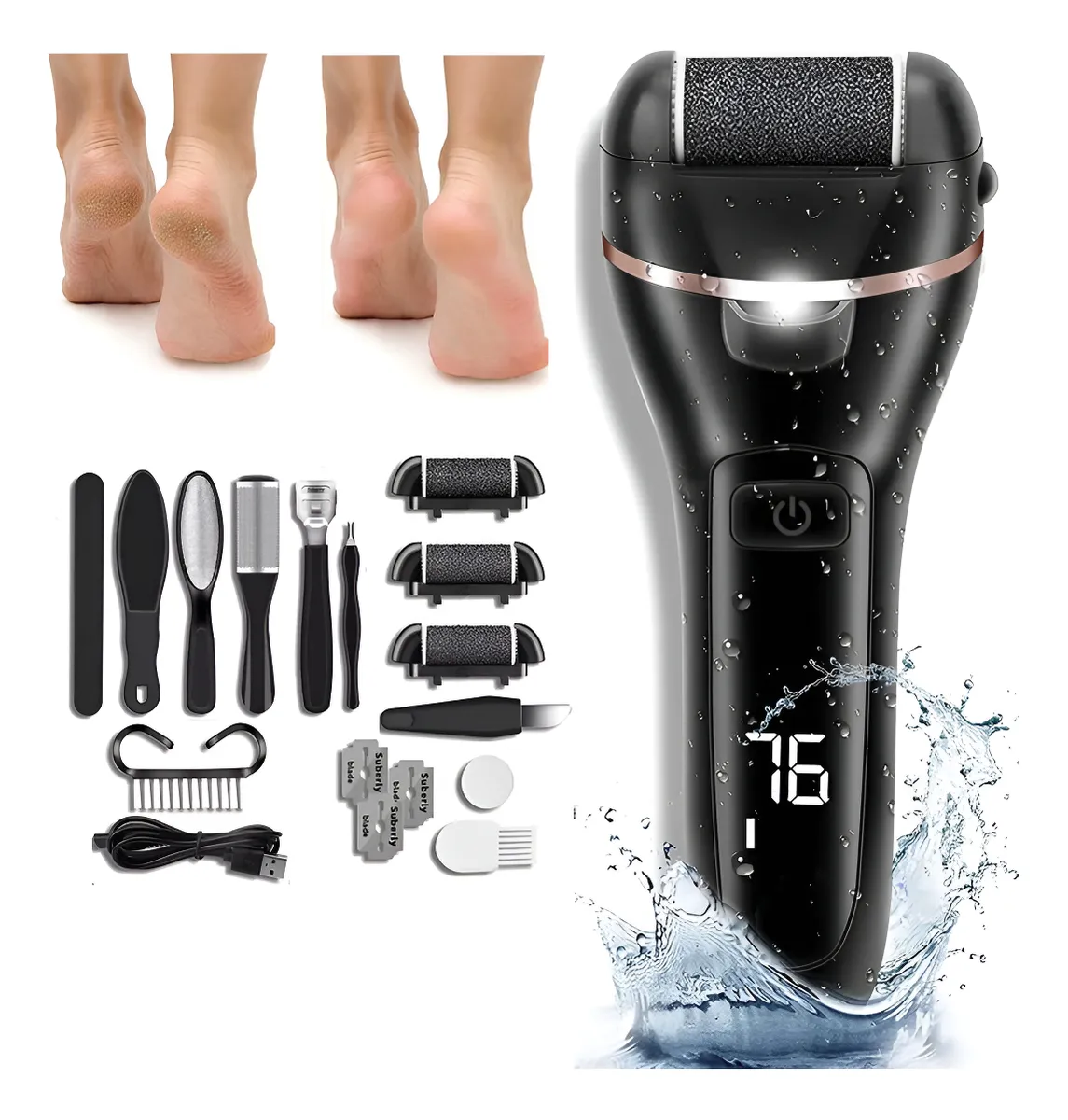 Kit Moedor De Pés Automático Recarregável Usb Lixa De Pé