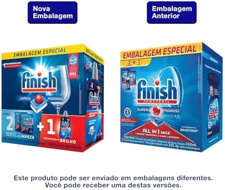 Kit Finish 2 Detergente Power Ball 13 Tabs + Secante Lava Louça 250mL