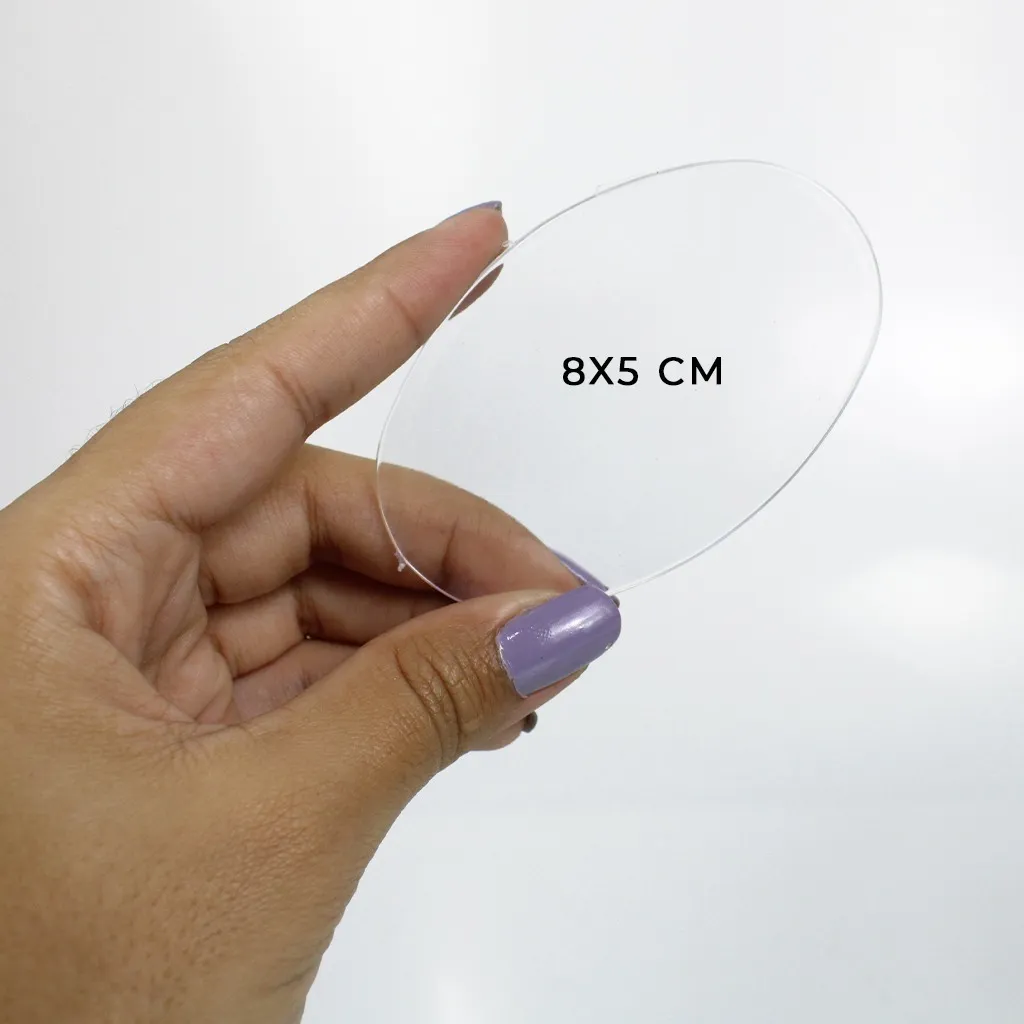 Base Acrílica Oval 8x5 Transp 200 Peças Artesanato Biscuit