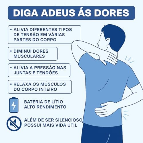 Massageador Elétrico Pistola Muscular Profissional Recarregável 4 Ponteiras Massagem Relaxante Alívio Dores Pós-Treino Miofascial Fitness Corpo Inteiro Esportivo Portátil Silencioso Premium
