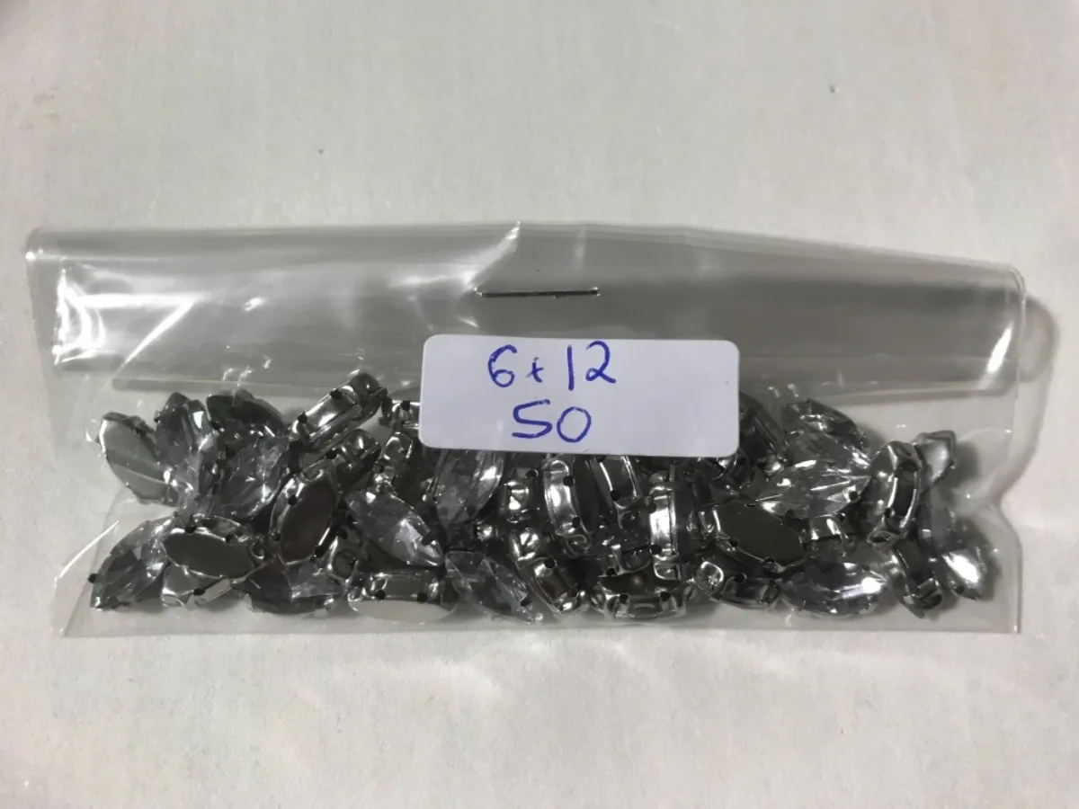 Strass Engrampado Caixa Metal Navete Arroz 6x12mm 50 Peças