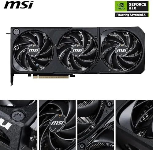 MSI GeForce RTX 5070 Ti 16G Shadow 3X OC — 16GB GDDR7 (28Gbps/256-bit), PCIe 5, Boost: 2482MHz, HDMI 2.1b, DisplayPort 2.1b
