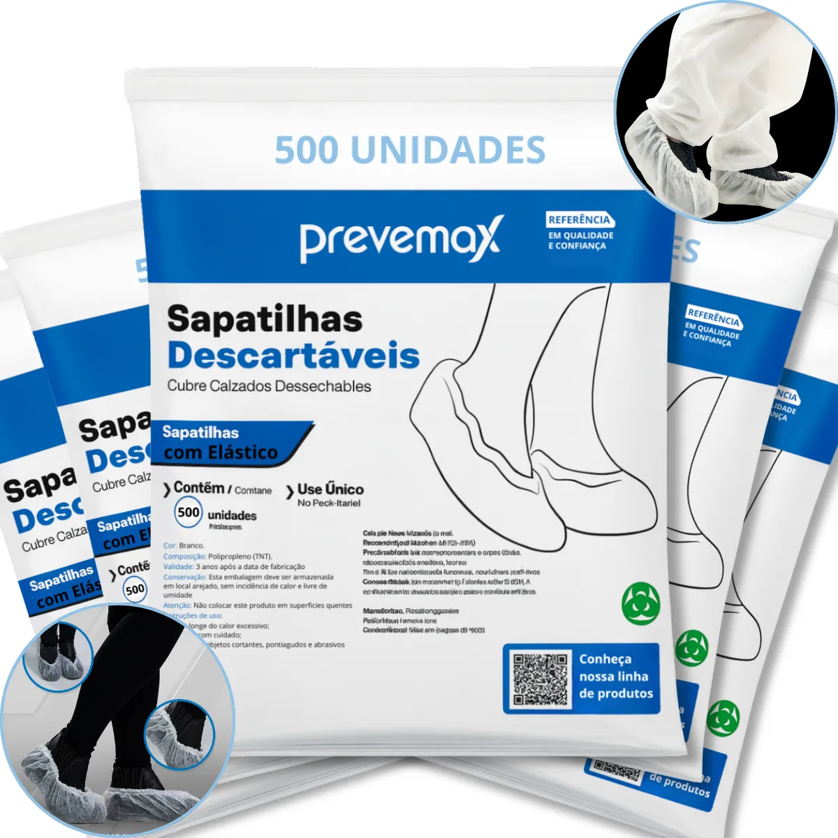 Kit 500 Sapatilha Propé Descartável Elástico Tnt Protetor