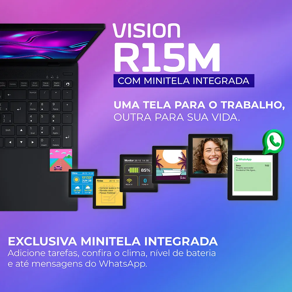 Notebook Positivo Vision R15m Amd Ryzen 7-5825u Linux 8gb Ram 256gb Ssd Wi-fi 6 Tela 15 Full Hd Ips Antirreflexo - Permite Upgrade De Memória Ram E Ssd - Preto
