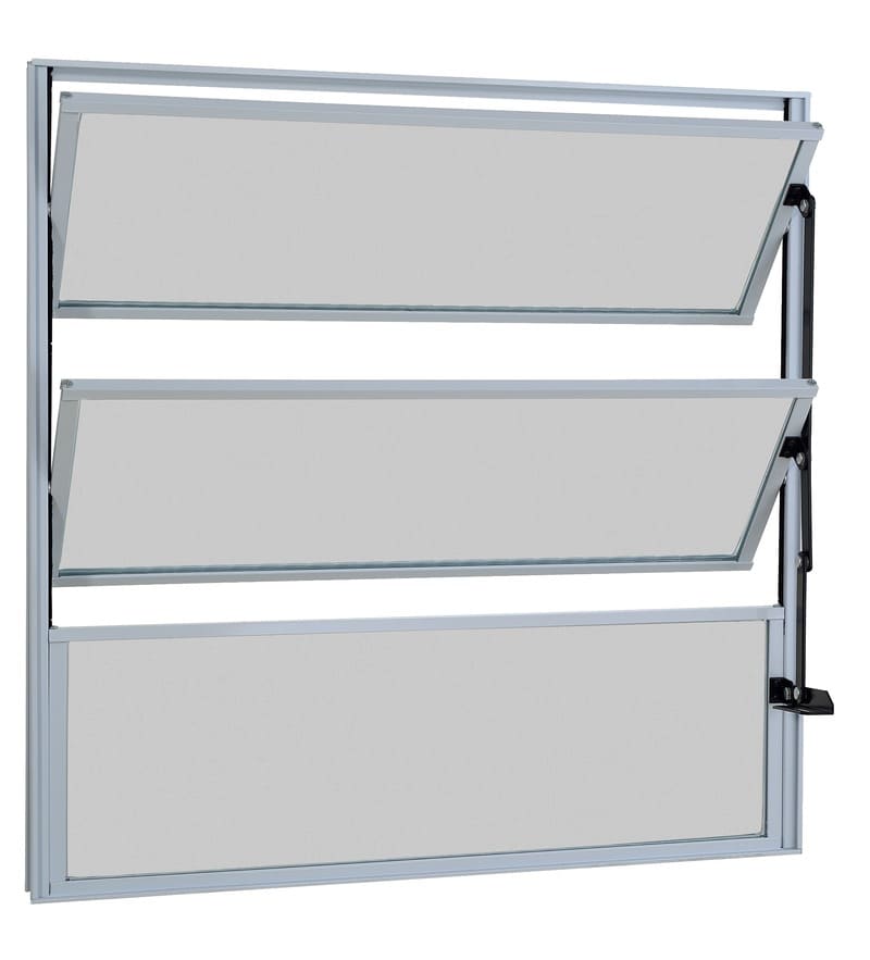 Janela Basculante 3 Folhas Vidro Boreal Alumínio Branco Proex