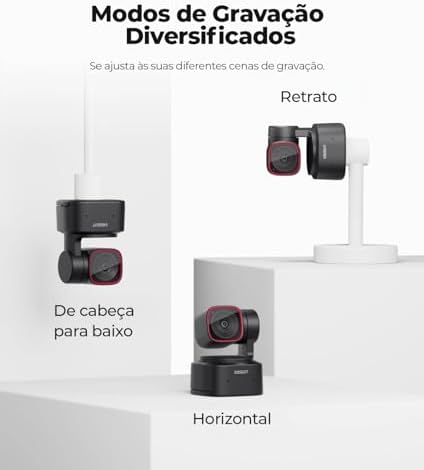 OBSBOT Tiny 2 Lite 4K Webcam PC, câmera de streaming PTZ com rastreamento IA e sensor 1/2", controle gestos HDR microfones webcam computador mesa laptop reunião videochamadas 4K@30fps / 1080@60fps