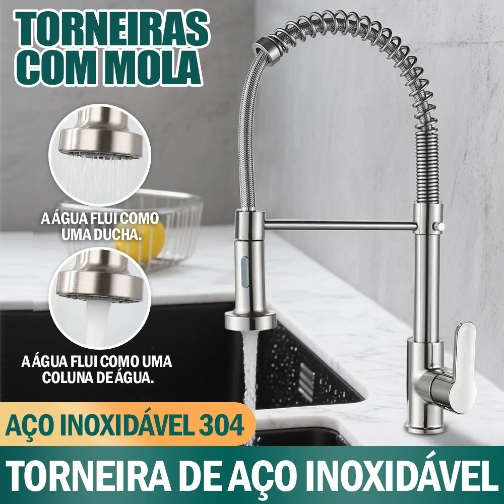 Torneira Cozinha Gourmet Bancada Flexível Monocomando Pia Acabamento B22-silvery Cor Prateado