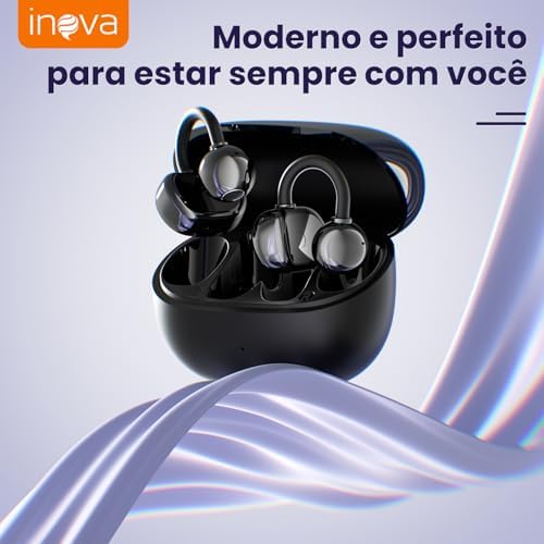 INAVA Fone de Ouvido de Nova Geração,Bluetooth 6.0,50h de Autonomia,À Prova d'Água IPX6,Microfone ENC,Conforto Leve para Esportes,Orelhas Pequenas e Óculos (Preto)