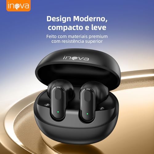 INAVA Fone de Ouvido Bluetooth 6.0 com 50h de Bateria: Driver 12mm com Bass Intenso, Projetado para Dormir de Lado e Conforto em Ouvidos Pequenos, Ideal para Sono e Academia (Preto)