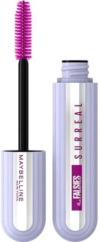 Maybelline NY The Falsies Surreal Máscara de Cílios Efeito 3D Lavável com Mix de Fibras Ultra-Longas, Aplicador 6 Mil Cerdas, Até 24h de Duração, Volumizadora e Alongadora, Cor Preta 10ml